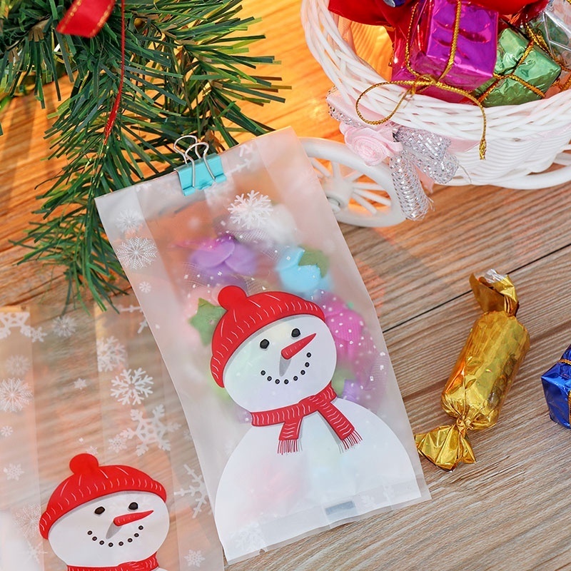 Cute Snowmen Santa Claus Xmas Tree Style Gift Bags/ Christmas Cookie Candy Biscuit Packaging Bag