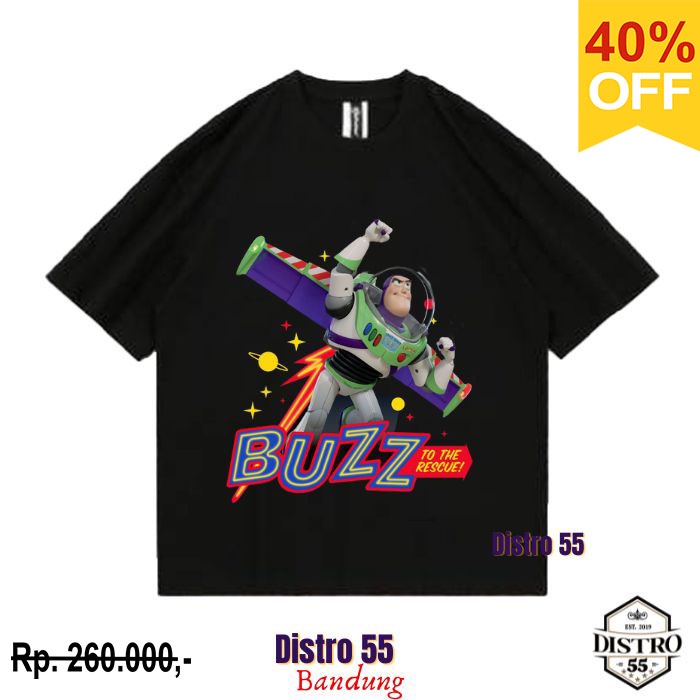 KAOS TOY STORY BUZZ LIGHTYEAR VINTAGE TSHIRT  ( OVERSIZE T-SHIRT) / KAOS STORY BUZZ BLACK/DARK GREY