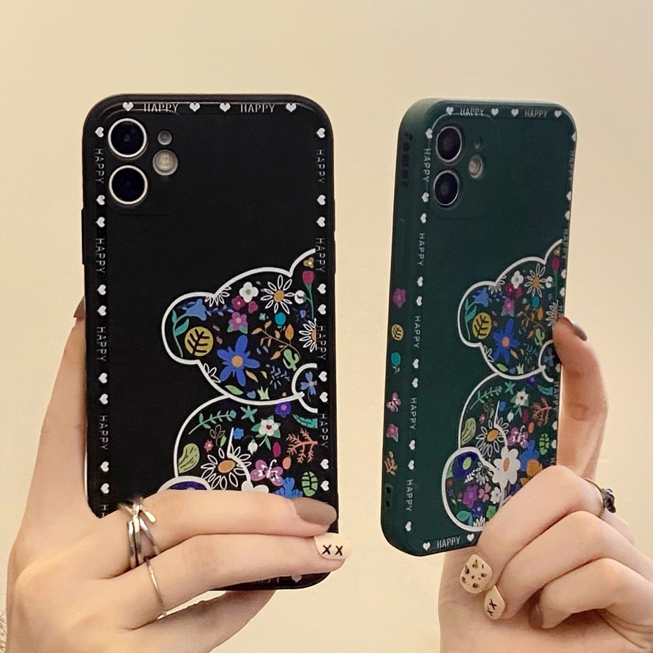 Casing Oppo A74 4G A95 4G Case Cute Kaws Bear Batik Flower Liquid Premium