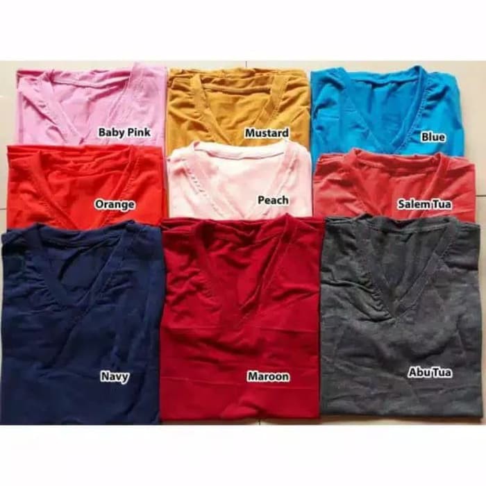 KAOS WANITA - BAJU KAOS POLOS - KAOS V NECK - BAJU ATASAN WANITA TERLARIS