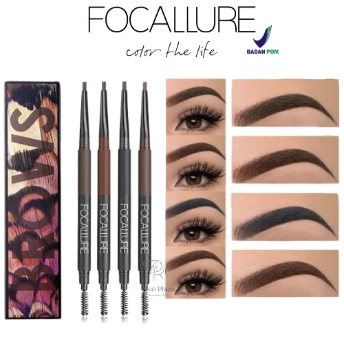 Focallure 3 in 1 Auto EyeBrows Pen 24 Jam Warna Tahan Lama [BPOM] FA-64 FA64 FA 64