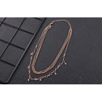 KALUNG WANITA ANTI KARAT TITANIUM CHOKER KOREA LIONTIN STAR DIAMOND SILVER NAMA HURUF MURAH KLG6