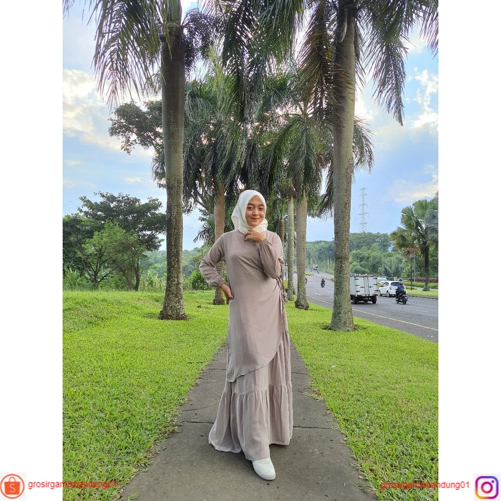 Dizzi Set | Gamis + Rompi | Gamis Muslim Flowly | Anti Gerah | Busui Frendly | Casual Dress Korea | 