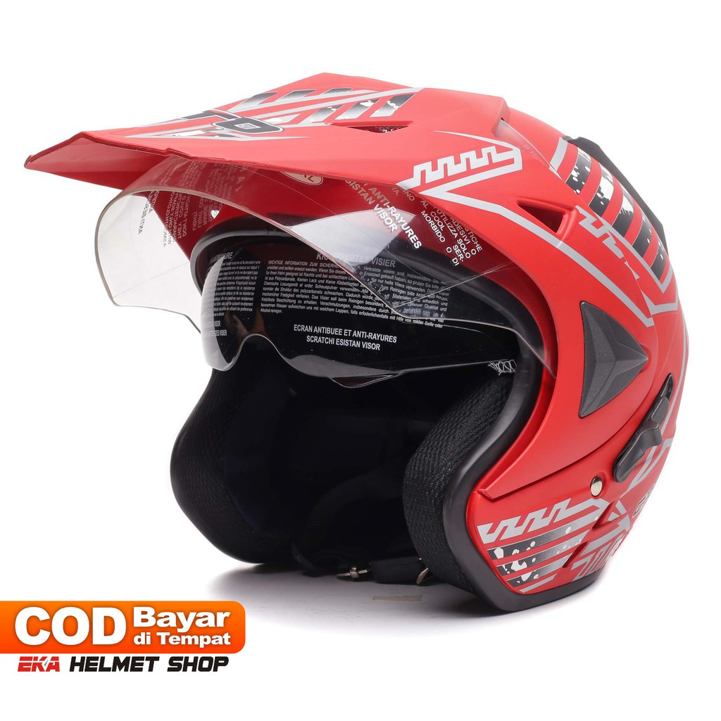 [Helm Dewasa] WTO Helmet Pro-Sight Cross - Merah Doff