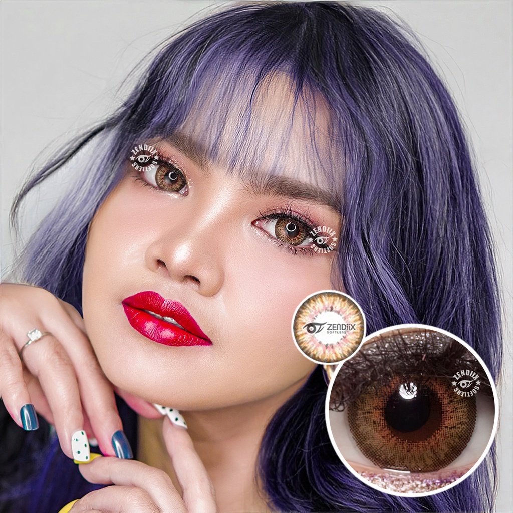 Softlens PUFFY warna BROWN 21.8mm Normal beda Minus