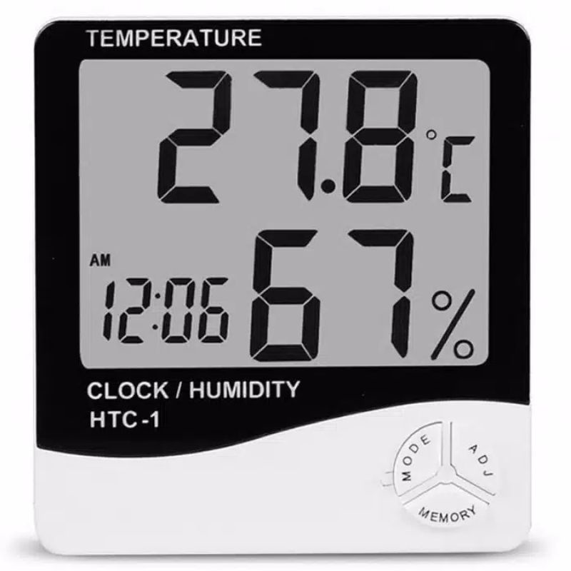 JG - THERMOMETER SUHU RUANGAN THERMOMETER HUMIDITY CALENDER JAM HTC - 1