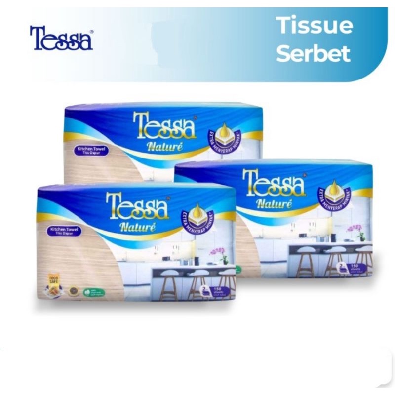 TISSUE TESSA KITCHEN TOWEL 150 SHEET NATURE UNBLEACHED TISU DAPUR