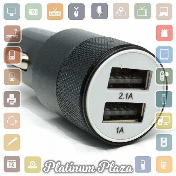 Quick Car Charger Dual USB 2.1A 1.0A - Black`6G7G7K-