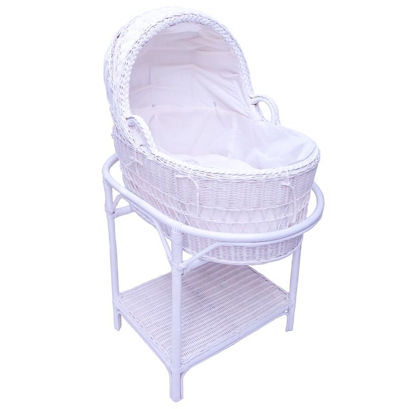Castillo Bassinet Rotan - Keranjang Bayi-Tempat Tidur Bayi-Keranjang Rotan -Free Ongkir Jawa - White