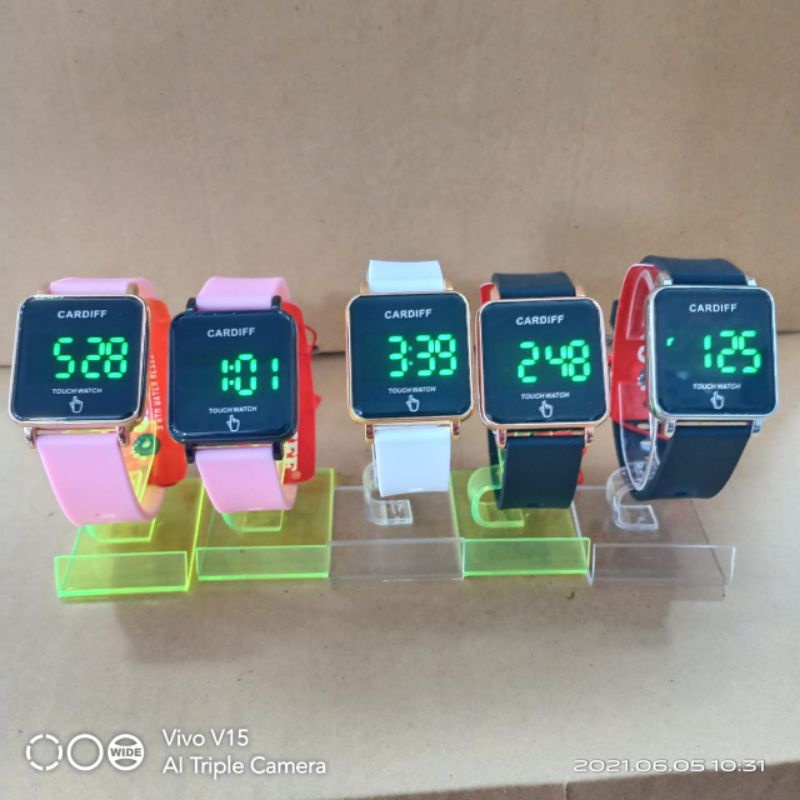 Jam tangan Digital Cewek Cardiff Tali Karet 33MM