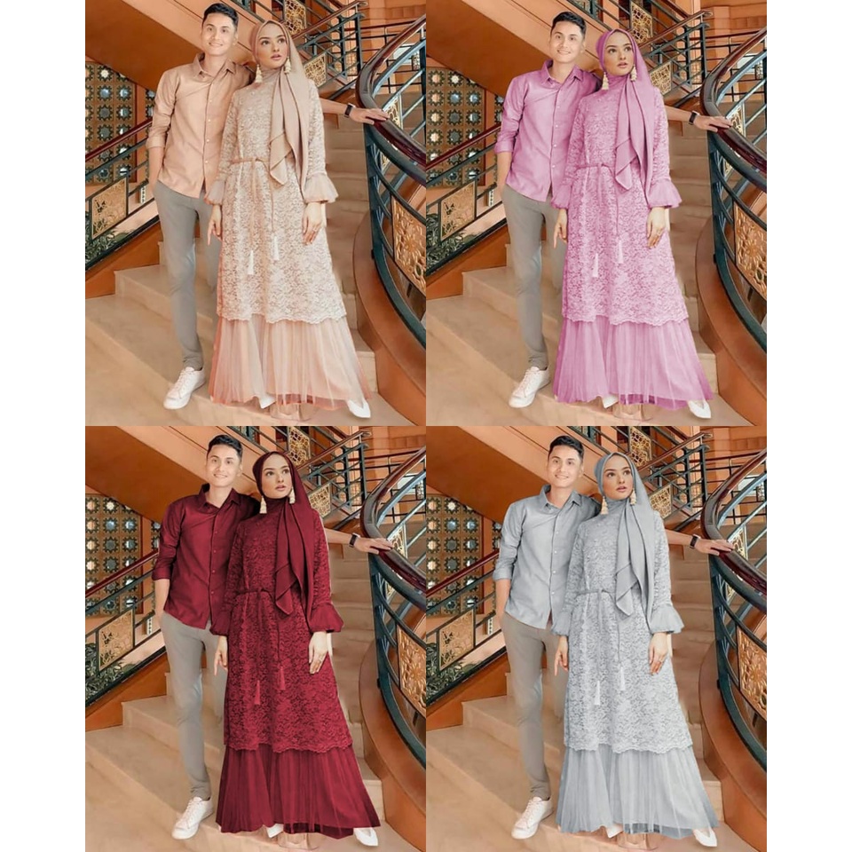 COUPLE AGNIA/BAJU COUPLE TERBARU/COUPLE MUSLIM MURAH/BAJU COUPLE KONDANGAN/MAXI BRUKAT COUPLE/COD