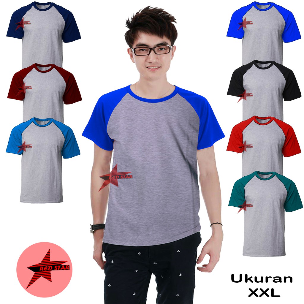 RED STAR kaos pria polos kaos raglan polos pendek XXL RED STAR kaos pria polos kaos raglan polos pendek XXL