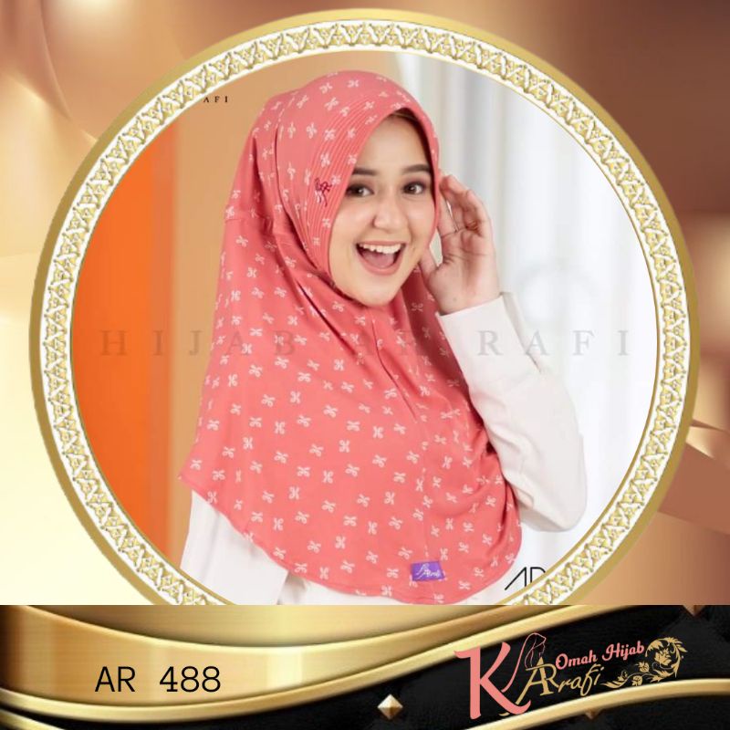 Hijab Jilbab Kerudung Instan Serut Motif Terbaru AR488 Adem Simple Nyaman Arrafi ORI