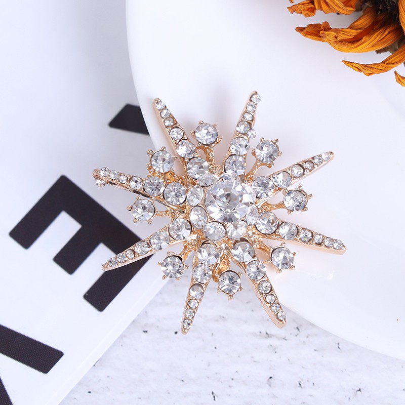 Hbid Bros Bentuk Snowflake Warna Silver Aksen Berlian Imitasi Untuk Hadiah Natal / Pernikahan