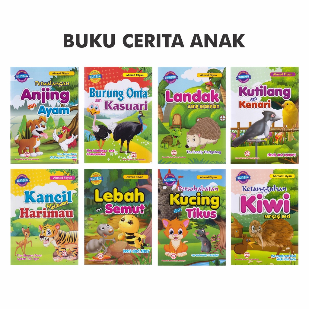 Buku Cerita Anak Bergambar : Lebah Dan Semut / Burung Onta Dan Kasuari / Kancil Melawan Harimau / Ke
