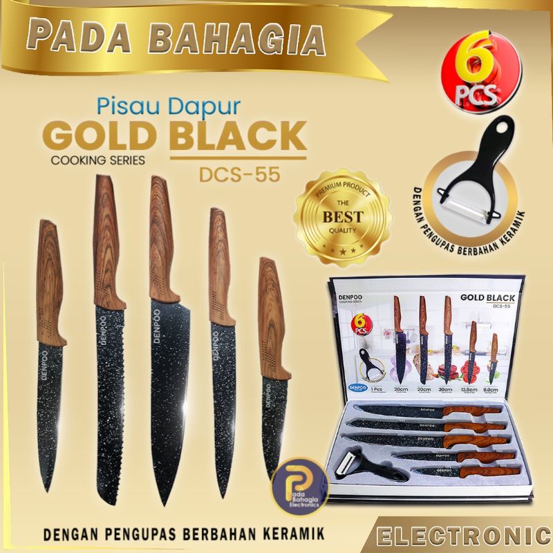 KITCHEN KNIFE / PISAU DAPUR 6 PCS DENPOO DCS - 55  COOKING SERIES