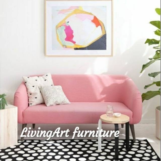 Sofa  pink 2 seat || sofa keluarga+ meja tamu