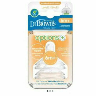 Dr. Brown's Level 3 Silicone Wide-Neck Options+ Nipple, 2-Pack WN320