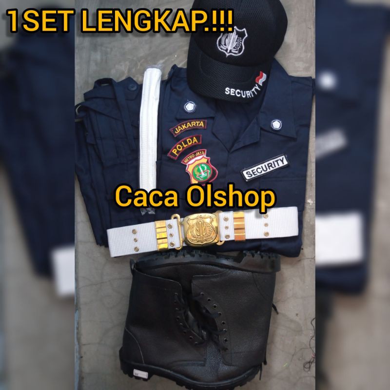 1 SET LENGKAP SERAGAM SETELAN BAJU PDL SATPAM SECURITY BIRU DONGKER NAVY