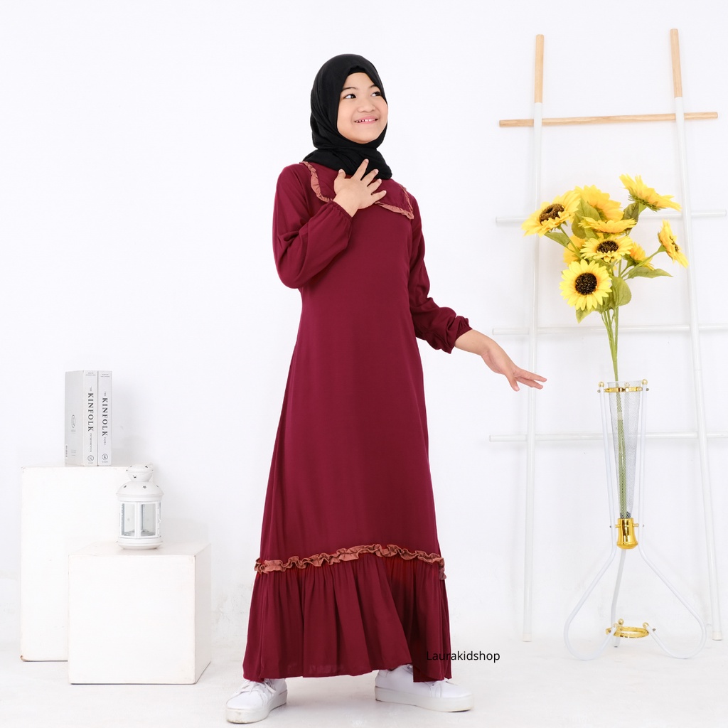 Gamis Anak / Gamis Anak Perempuan / Baju Muslim Anak Perempuan Bianca By Laurakids 5-10 Tahun