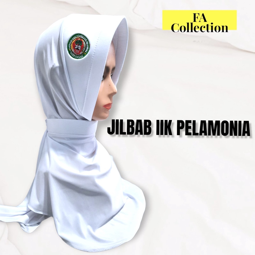 JILBAB AKBID PUTIH IIK PELAMONIA/JILBAB DINAS PUTIH PERAWAT IIK PELAMONIA