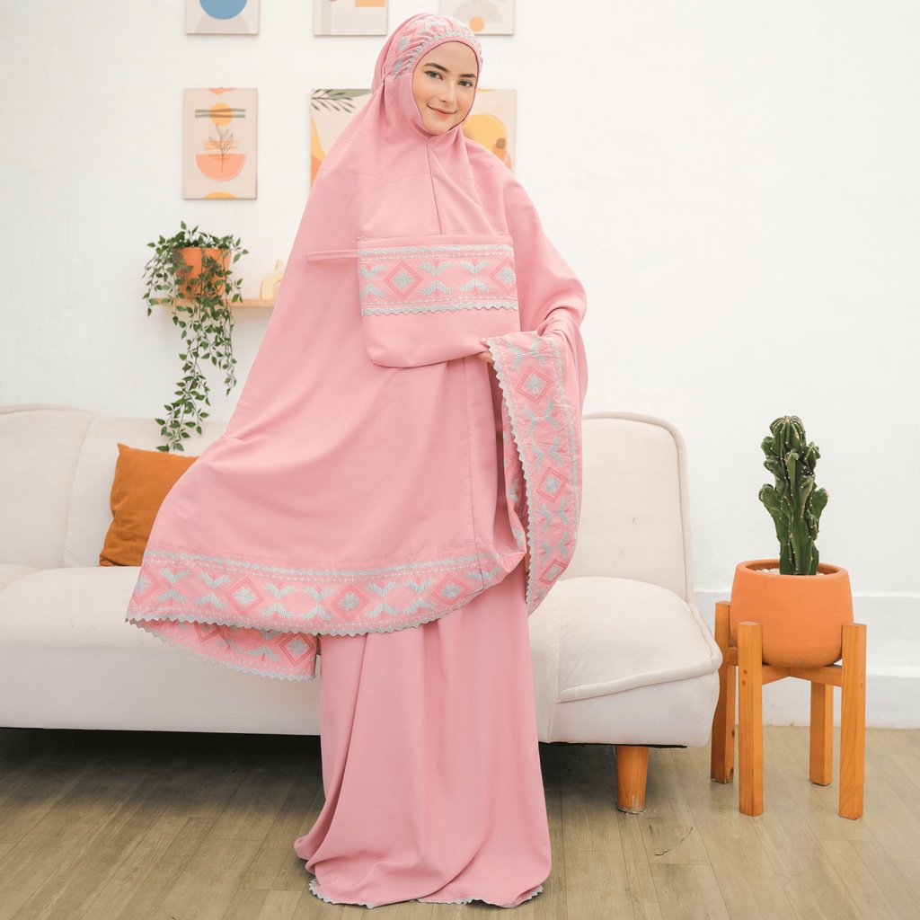 Mukena Khadijah Dewasa Katun  Premium Bordir Terbaru | Lateefa