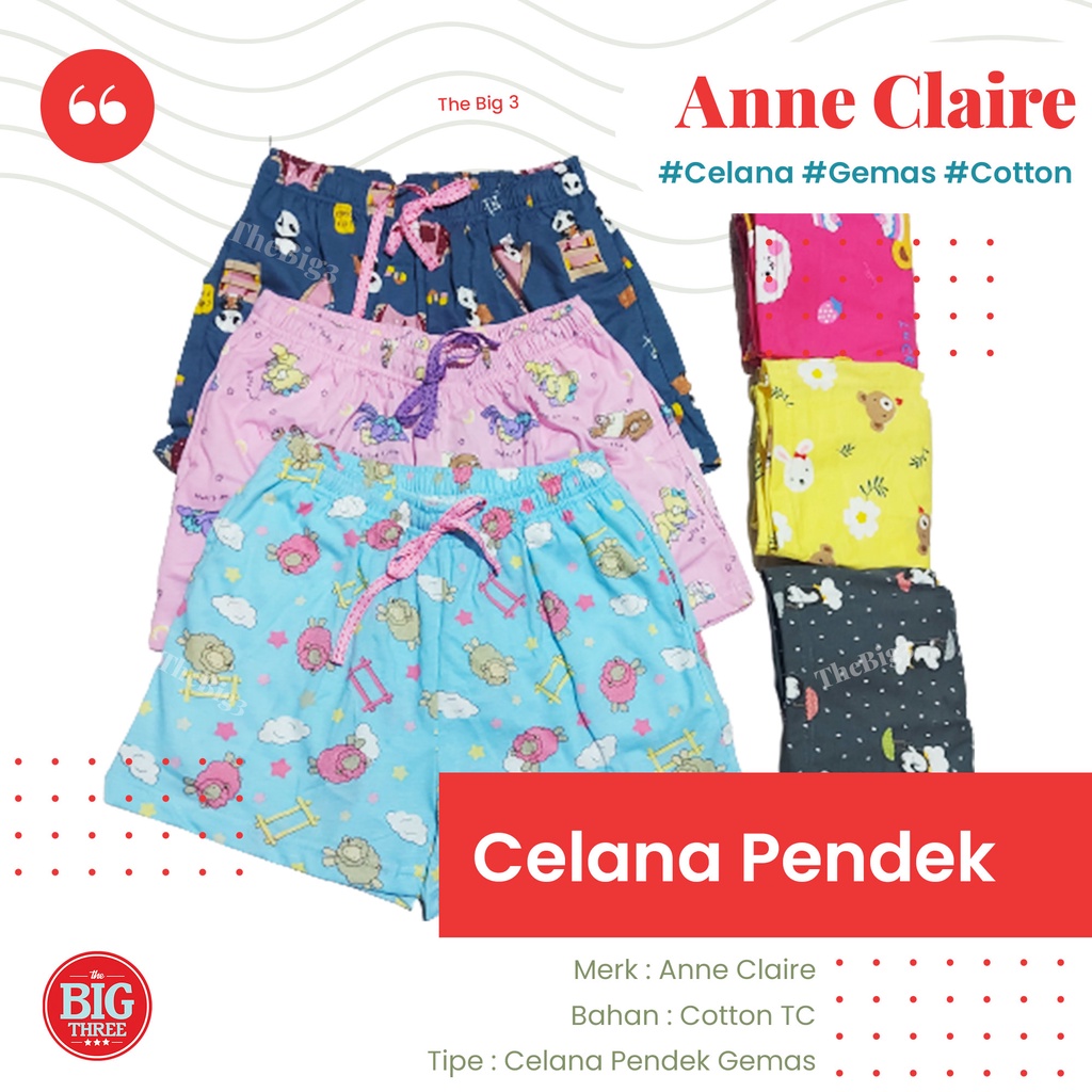 ANNE CLAIRE Celana Pendek Gemas All size Baby Doll Pita Motif Lucu/Kartun Bunga atau Daun daun - Dewasa Hot Pants Cln tidur pdk