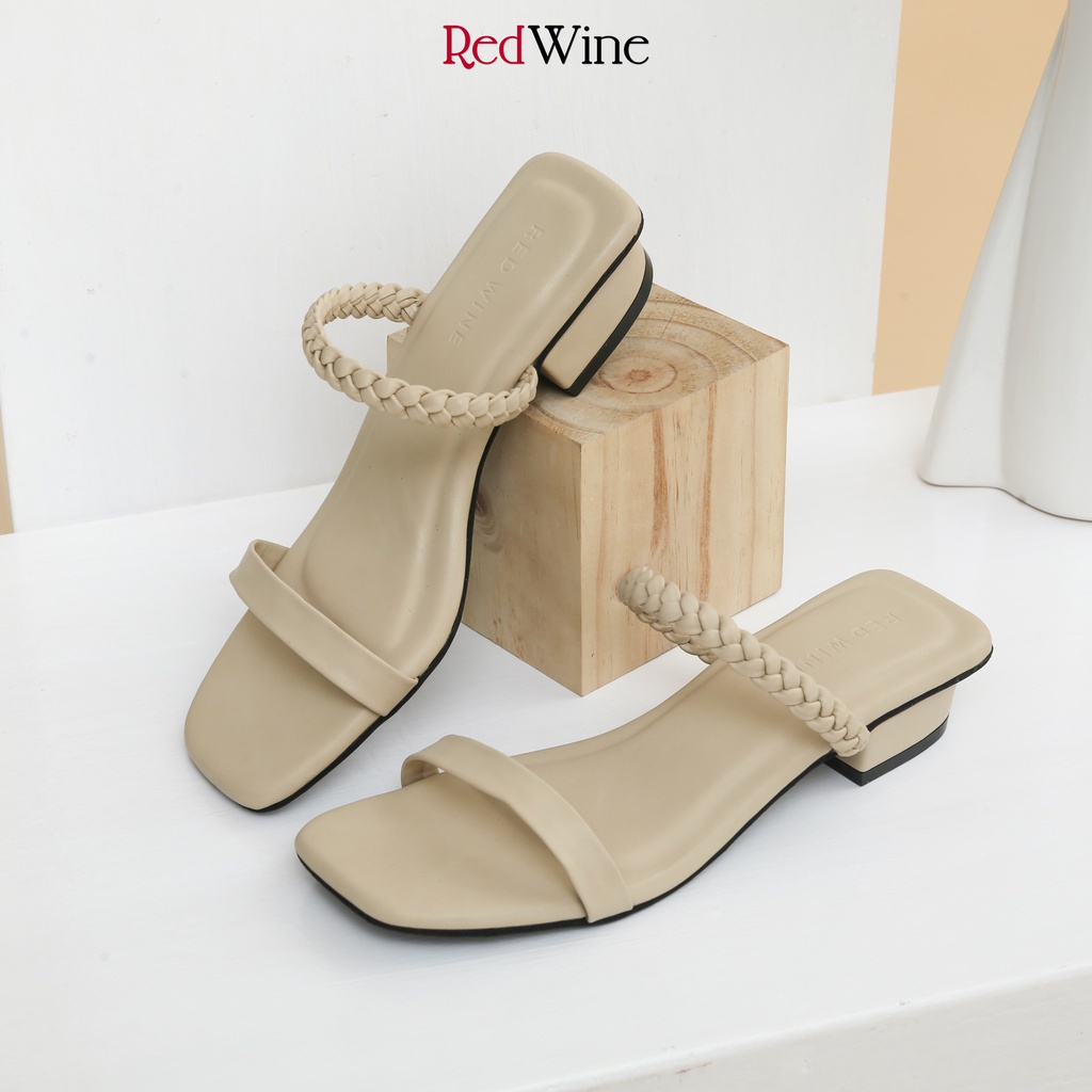 Red Wine  HNR001 Khloe Sandal Blok Heels wanita 3cm