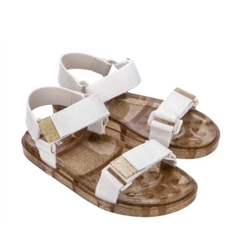 Melissa Papete Wide Sandals Clear Rice Husk White
