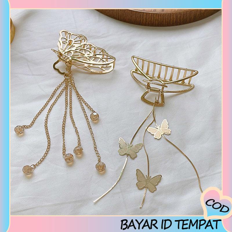 COD❤️ Butterfly Jepit Rambut Bentuk Kupu-Kupu Bahan Metal Ukuran Besar-A.one