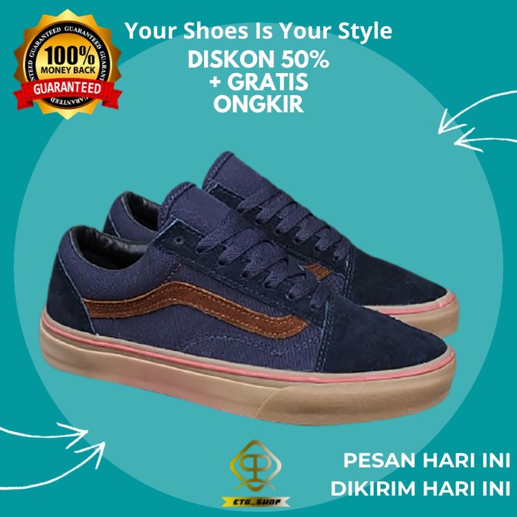 (BISA COD) VANS OLDSKOOL NAVY GUM WAFFLE DT BNIB / VANS OLDSKOOL PREMIUM / SEPATU VANS OLD SKOOL