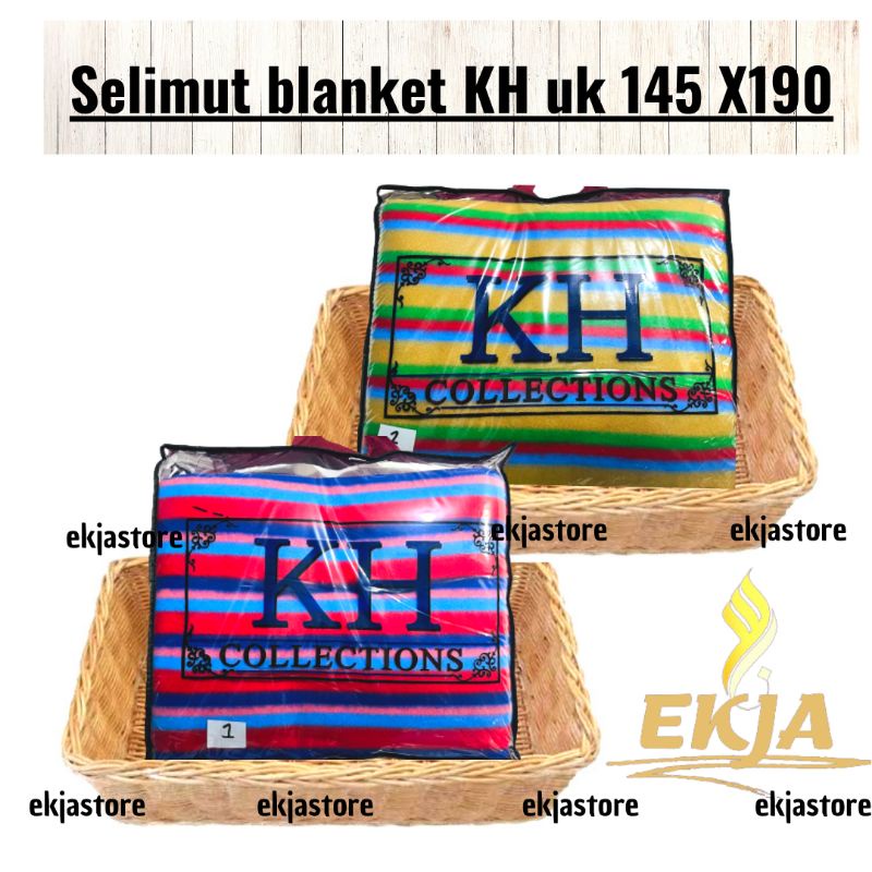 Selimut By KH collections Balnket motif garis strip lorek lurik pelangi Ukuran 145 X 195 Halus Lembu