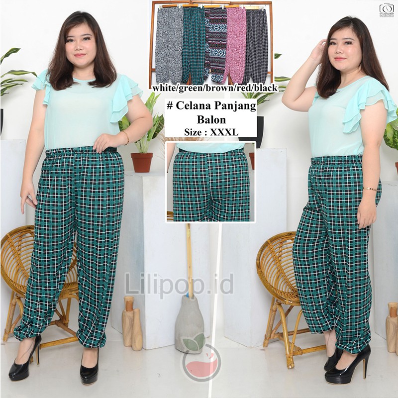 Celana Kulot Jumbo Wanita XXXL Balon Pants Panjang Big Size Murah Lilipop