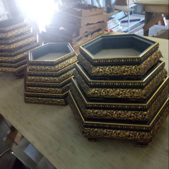 KOTAK BOX BAKI HANTARAN SESERAHAN UKIR HEXAGONAL