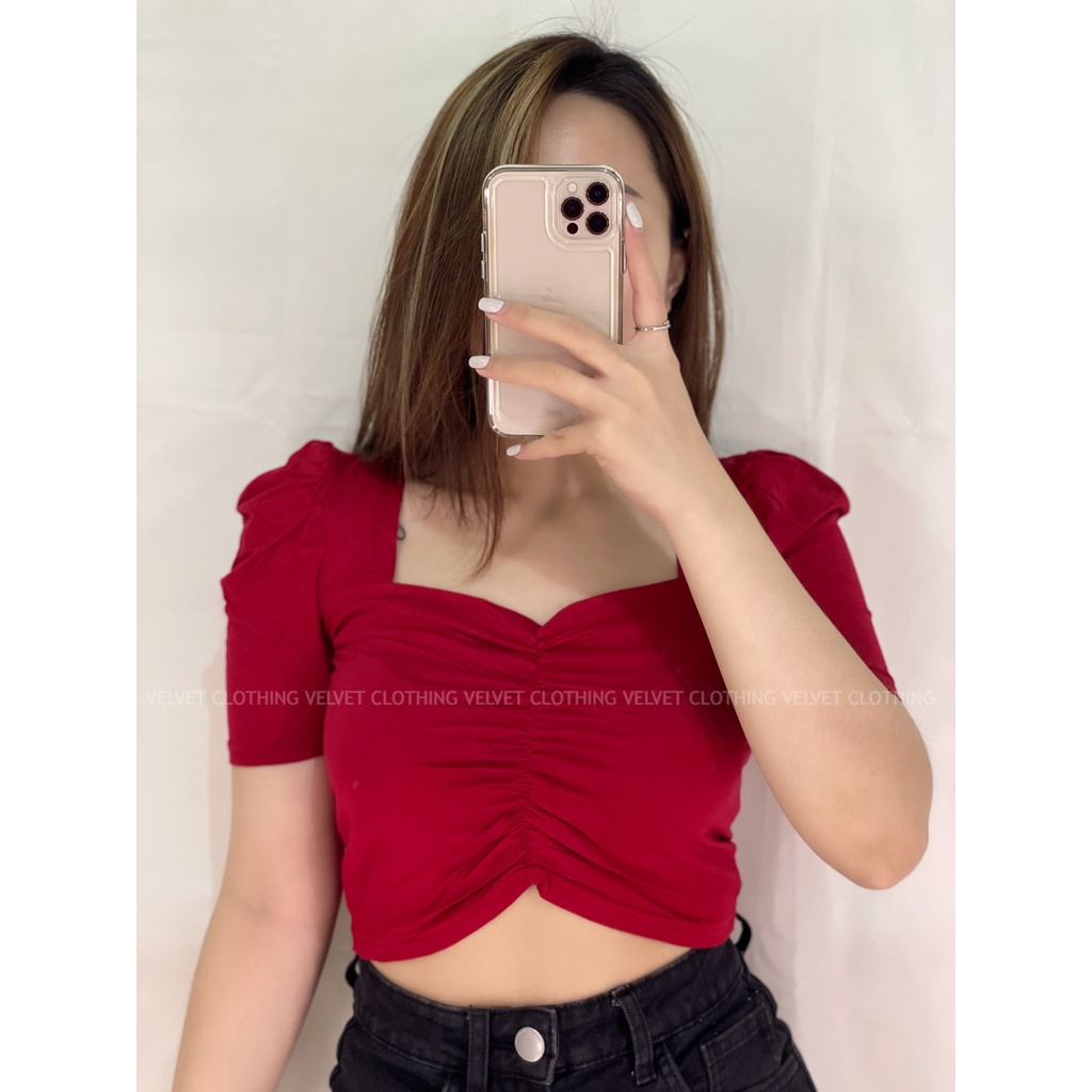 Crop Top Kerut Wanita / Crop wanita import / Croptop polos wanita / Atasan Crop Wanita 4296