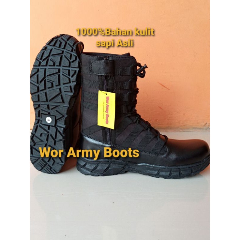 Sepatu PDL Ninja kulit sapi asli by Wor Army Boots