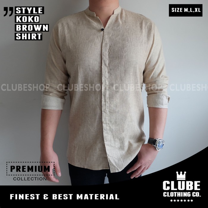 Kemeja Kemeja pria bahan linen/ baju koko/ kemeja koko Casual