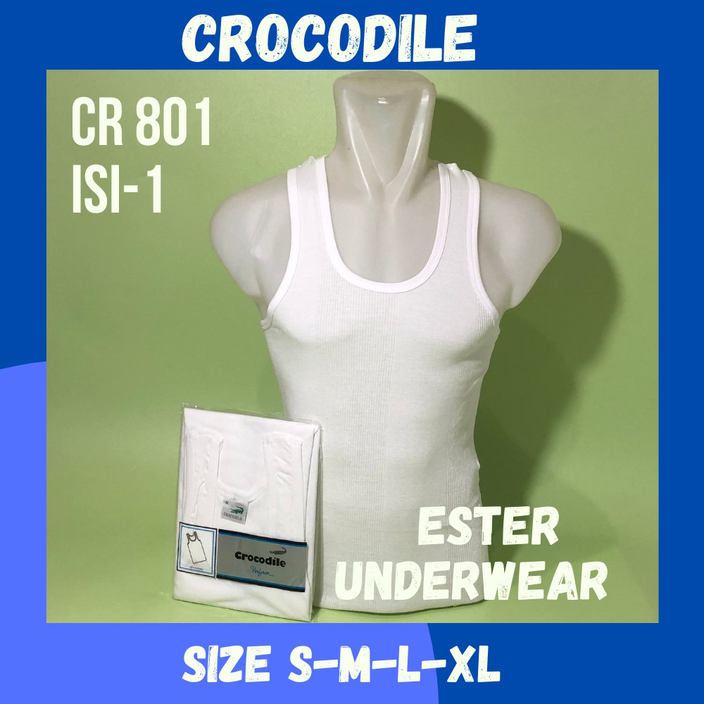 Singlet salur Crocodile CR801 Putih Isi 1pcs