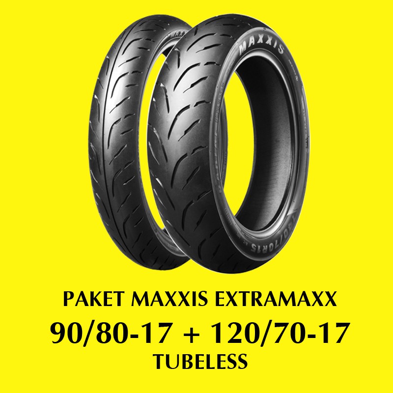 MAXXIS EXTRAMAXX 90/80-17 + 120/70-17 PAKET 2 BAN TUBELESS RING 17