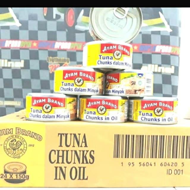 

Kaleng | Sarden Tuna Chunks In Oil Ayam Brand @ 150 X 24 Kaleng Percarton