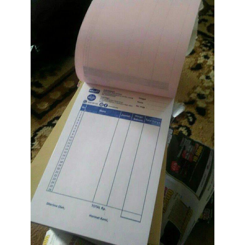 Nota Kwitansi Bon Custom 3 ply kop warna