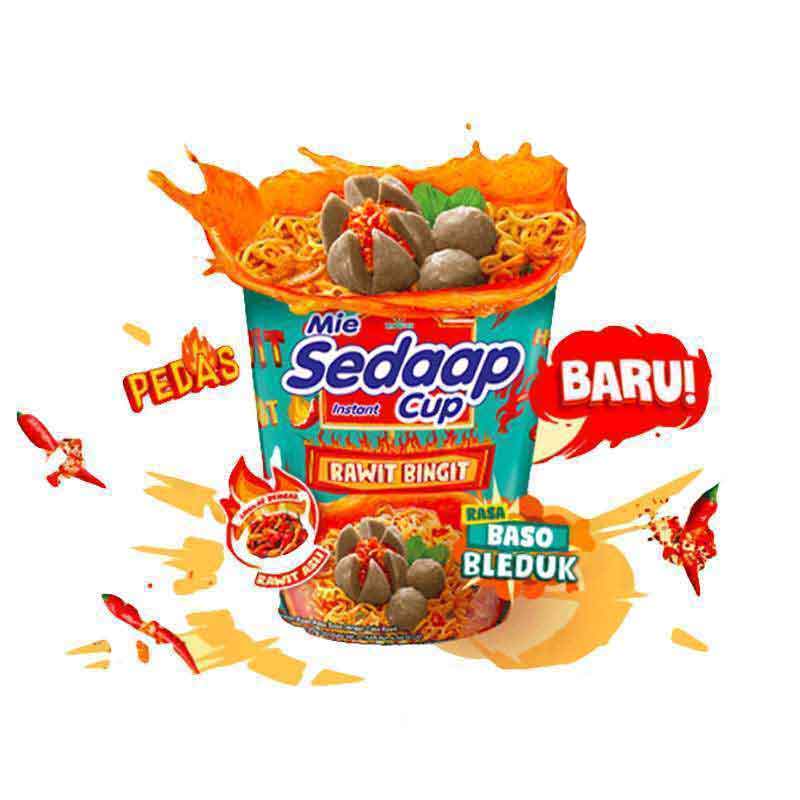 Mie Kuah Instan * Mie Sedaap Cup * Mi Cabe Rawit * Rasa Baso Bleduk 77g