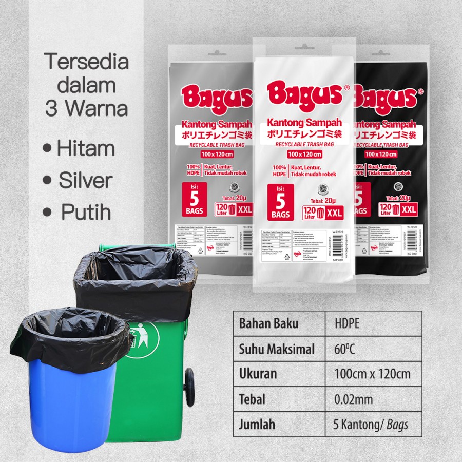 Twin Pack Bagus Kantong Sampah / Trash Bag XXL 5 Uk 100 x 120 cm 120 L