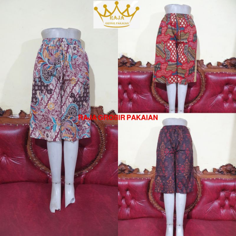 Celana Kulot Batik Dan Bunga / Pendek 7/8 Dewasa Fit to L s/d XL Bahan Katun Stretch