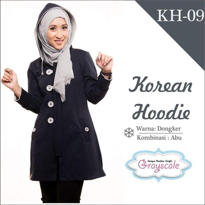 ( Hoodie ) Jaket Wanita Korea Musim Dingin Hoodie Muslimah Berhijab 09 - S Hoodie Wanita