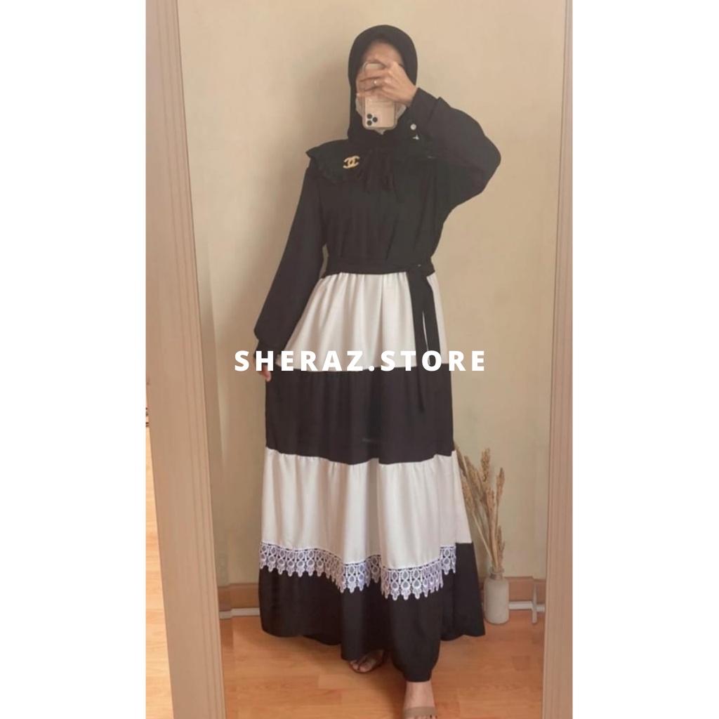 Gamis Shakila Terbaru Jumbo Ld 120 130 140 ASMIRANDA MAXI Gamis Kondangan Hitam Putih Remaja Wanita