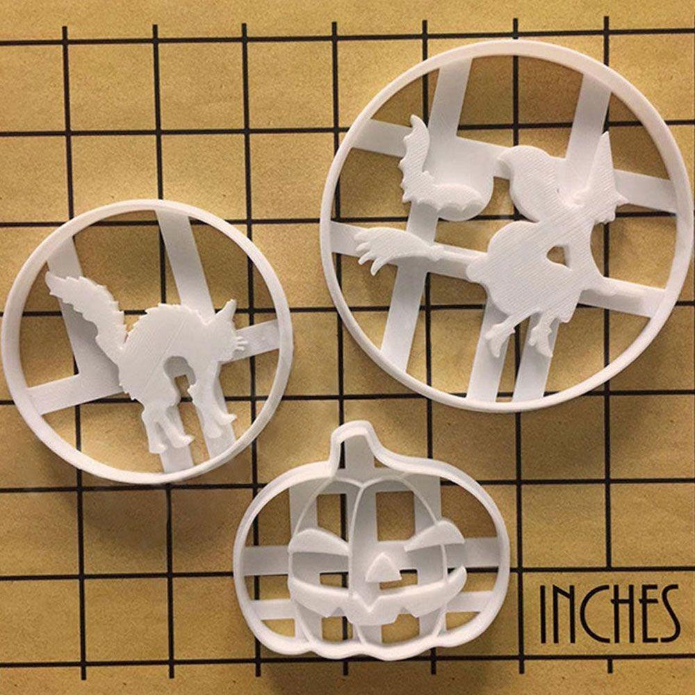 Solighter 3pcs Cetakan Kue Kering Embosser Baking Fondant Cookie Cutter Alat Kue Pesta Halloween