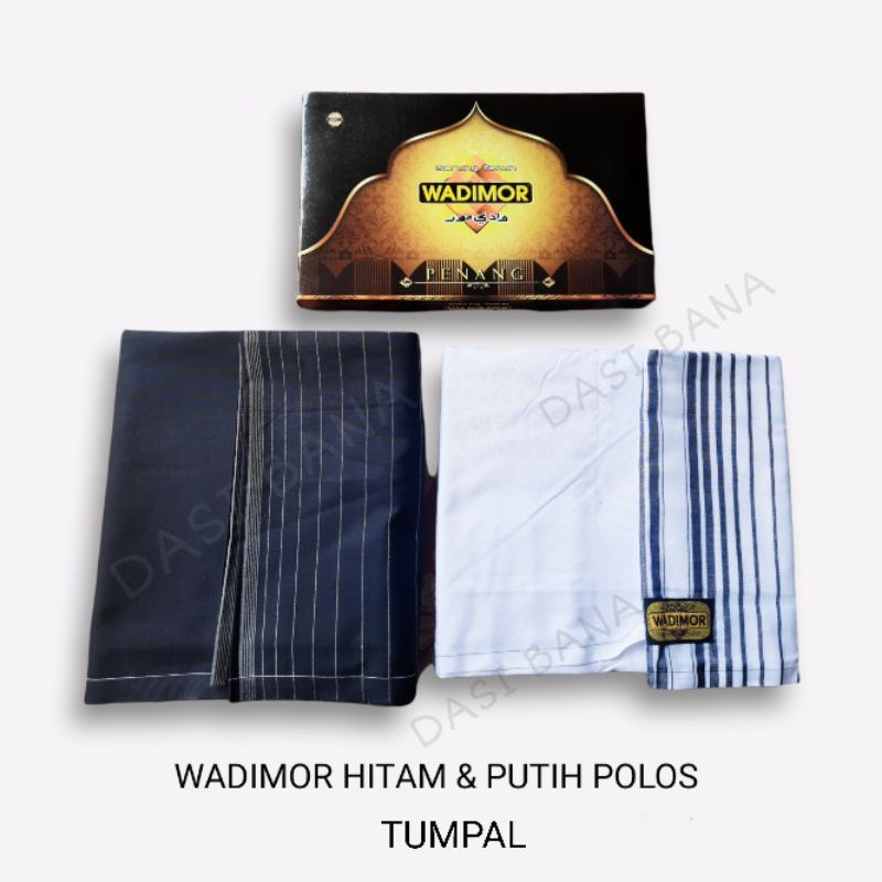 Sarung Wadimor Hitam &amp; Putih Polos Tumpal Asli Original