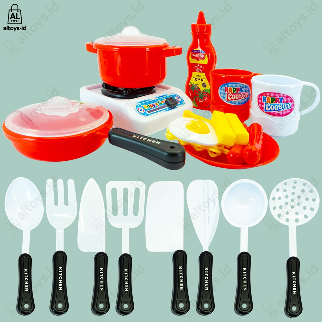 MAINAN ANAK PEREMPUAN KOMPOR MASAKAN MASAK ANAK TEFLON PANCI SENDOK KITCHEN SET