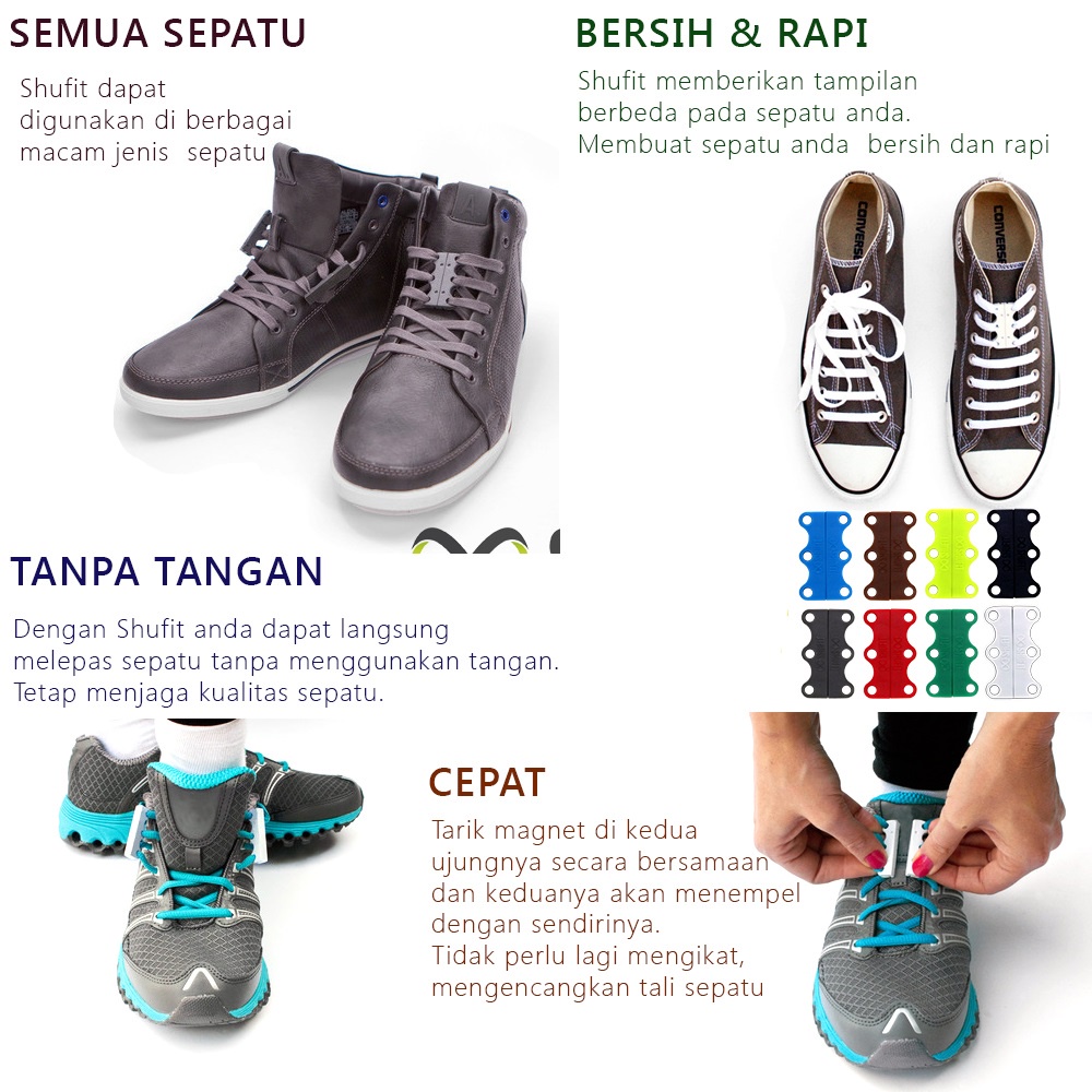 Tali Sepatu Magnet Pengikat Tali Sepatu Casual Shoes Sport Shoelaces Magnetic Shoelaces